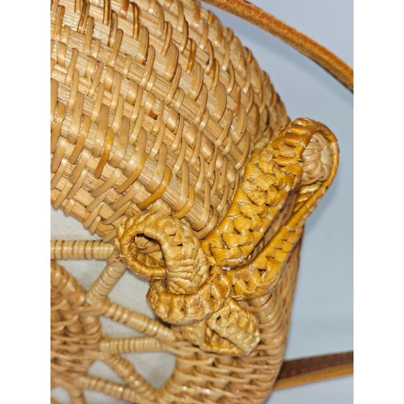 Bali Women’s Beige Straw Rattan Jute Round Boho Shape Handbag Small 2028 - Picture 8 of 13